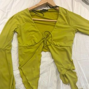 Green crop top that opens in the front